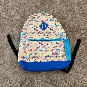 NWT Dot Dot Smile Kids Backpack with Skateboard Design - Blue and Cream